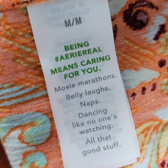 NWT Aerie Smocked Waist Mini Dress Orange Floral Tiered Ruffle Hem 100% Cotton M - Picture 14 of 16